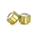 Set of two yellow faceted crystal glass large hole beads with silver metal core for DIY charms - Yellow Rectangular Faceted (L0121039-63)