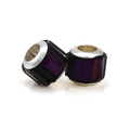 Faceted deep purple glass beads with silver metal core for DIY charm bracelets - Dark Purple Rectangular Faceted (L0121039-66)
