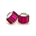 Magenta faceted crystal glass charm beads with silver alloy cores for DIY jewelry making - Magenta Rectangular Faceted (L0121039-67)