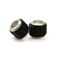 Pair of faceted black glass charms with silver metal cores for DIY jewelry making - Solid Black Rectangular Faceted (L0121039-69)