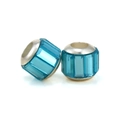 Blue faceted crystal glass beads with large metal holes for DIY jewelry making - Sea Blue Rectangular Faceted (L0121039-70)