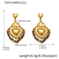 Detail of 18k gold plated stainless steel heart earrings with multicolor natural stones - Golden Multicolor Natural Stone Heart Earrings (TXF519)
