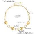 Detailed size specifications for the gold hollow link necklace with glass stone accents - 40.5+5cm / White Glass Stone Gold Necklace