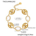 Detail of 18k gold plated stainless steel bracelet with white glass stones and size guide - White Glass Stone Gold Bracelet