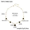 Detailed view of gold stainless steel necklace with five black geometric glass stones - Gold Necklace / Black (41.5+5cm)