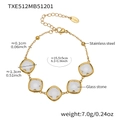 Goldenes Edelstahl-Armband mit fünf quadratisch geschliffenen klaren Glassteinen - Armband (TXE512) / 15.5+5cm / Weißer Zirkonia (Gold)