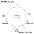 Golden stainless steel necklace with square glass stone pendants and bead chain - Gold Necklace / White (41.5+5cm)