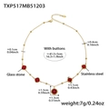Detailed size chart for red square glass stone necklace with stainless steel chain - Gold Necklace / Red (41.5+5cm)