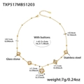 Golden stainless steel necklace with five square yellow glass stone pendants - Gold Necklace / Champagne (41.5+5cm)