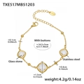 18k gold plated stainless steel chain bracelet with square cut clear glass stones - Gold Bracelet / White (16.5+5cm)