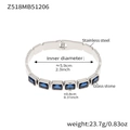 Zilveren roestvrijstalen armband met rechthoekige blauwe glasstenen en vouwsluiting - Staal Blauwe Glassteen
