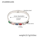 Vergulde roestvrijstalen armband bezet met kleurrijke rechthoekige glasstenen - Staal Kleurrijke Glassteen
