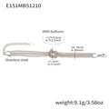 Pulsera de cadena de eslabones de acero inoxidable plateado con nudo y cierre ajustable - Color acero