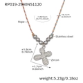 Collier en corde arc-en-ciel avec pendentif croix en acier et pierres de zircon - Lettre X Argent (RP019-X)