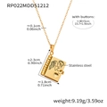 Collana in acciaio inossidabile dorato con ciondolo a libro e incisione romantica - Collana Oro-Stile Coppia