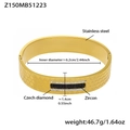 Detailed specs of gold stainless steel bangle with black zircon and honeycomb texture - Gold Honeycomb Black Zirconia (Z150)