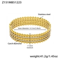 Detail view of 18k gold plated stainless steel multi-layer bangle with Czech diamonds - Gold Multi-layer Disc Style (Z151)