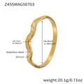 Detail specifications of wave stainless steel bangle with zircon inlay and dimensions - Wave Inlaid Rhinestone Style (Z455-Gold Zirconia Bangle)