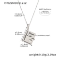 Stainless steel book locket necklace with Meine Liebe text and hollow heart design - Steel Necklace-German My Love