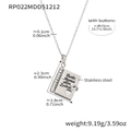 Engraved steel book locket necklace for Mom with gold plating and adjustable chain - Steel Necklace-German Mom Style