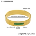 Gold stainless steel diamond bangle with green gemstone and honeycomb pattern textures - Gold Honeycomb Green Zirconia (Z150)