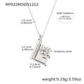 Book-shaped locket necklace with hands and heart engraving, 2.2x1.6cm pendant size - Steel Necklace-Palm Style