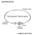 Silver stainless steel open bangle with zircon drop detailing in a minimalist style - Waterdrop Open Style (Z452-Steel Zirconia Bangle)