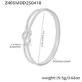 Bracciale a cuore in acciaio inossidabile argento con trama a perline a strati - Bracciale Rigido Con Fibbia A Cuore Doppia Linea Color Acciaio (Z405)
