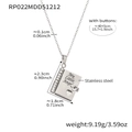 Silver stainless steel book locket necklace with My Little Angel engraving and heart cutout - Steel Necklace-Angel Style