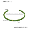 Detailed view of green enamel bamboo bangle with stainless steel material specifications - Bamboo Joint Style (Z304) / Gold Green Bangle