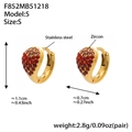 Boucles d'oreilles cœur plaqué or 18k avec zircons rouges et roses et dimensions - Petit / Zircon Rouge