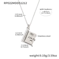 Silver stainless steel book locket necklace with My Love engraving and heart cutout - Steel Necklace-My Love Style