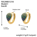 Boucles d'oreilles goutte d'eau en acier doré avec zircons dégradés bleu et vert - Moyen / Zircone Bleue