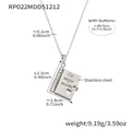 Silver book locket necklace in stainless steel with La mejor mamá engraving and heart cutout - Steel Necklace-Spanish Mom Style