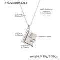 Silver stainless steel book locket necklace with To My Hero engraving for men - Steel Necklace-Spanish My Little Hero