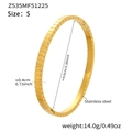 Vista detallada del tamaño de la pulsera de acero inoxidable chapada en oro de 18 quilates - S / Estilo Geométrico de Eslabones Cuadrados (Z535) / Dorado