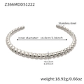 Bracciale rigido a fune in acciaio inossidabile argento con occhio greco e stile vintage - Texture Twist Spirale (Z366) / Bracciale Colore Acciaio