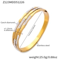Detail von 18k vergoldetem Edelstahlarmband mit tschechischen Diamanten und Bambusmuster - Goldener Bambus-Stil (Z123-Goldenes Armband)