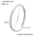 Brazalete minimalista de acero inoxidable plateado con diseño escalonado talla S - S / Estilo Geométrico de Eslabones Cuadrados (Z535) / Color acero