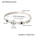 Polished silver stainless steel open bangle with evil eye design and Czech diamonds - Evil Eye Style (Z070) / Steel