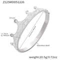 Silberne Krone Armreif aus Edelstahl mit Zirkonia, Maße 6,0cm Durchmesser und Kronenhöhe - Stahlfarbenes Kronen-Design (Z125 Stahlfarbenes Armband)