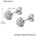 Exquisite 3D Rosenohrringe aus Edelstahl in Silber mit einem Durchmesser von 0,7 cm - Stahlfarben