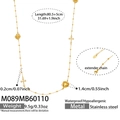 Detail van de 80,5 cm lange gouden roestvrijstalen ketting met hart- en kruishangers - Kruis Stijl (M089) / 80+5cm