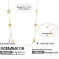 Detailoverzicht van gouden stalen ketting met kruis- en hartbedels en afmetingen - Koningin Munt Stijl (M088) / 94.5+5cm