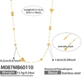 Detailweergave van lange gouden roestvrijstalen ketting met beer- en hartbedeltjes - Beer Stijl (M087) / 93.5+5cm
