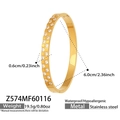 Detail of 18k gold plated checkerboard bangle with zircon inlays and stainless steel finish - Checkerboard Inlaid Bangle / Gold Style (Z574)