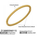 Polished golden stainless steel bead bangle with waterproof and hypoallergenic features - Beaded Pattern Bangle (Z138) / Gold