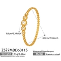 Detailansicht des 18k vergoldeten Edelstahlarmbands mit Zirkonia-Steinen und Abmessungen - Gold Armreif (Z527)