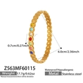 Details zum Gold-Edelstahlarmband mit bunten Zirkonia und Ringtextur-Spezifikationen - Gold Armreif (Z563)