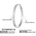 Polished silver stainless steel bangle featuring double rows of clear cubic zirconia stones - Checkerboard Inlaid Bangle / Steel Style (Z574)